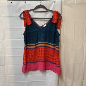 CAbi Shoulder Tie Top Tunic #5787 Nomad Multicolor Print Women's Medium